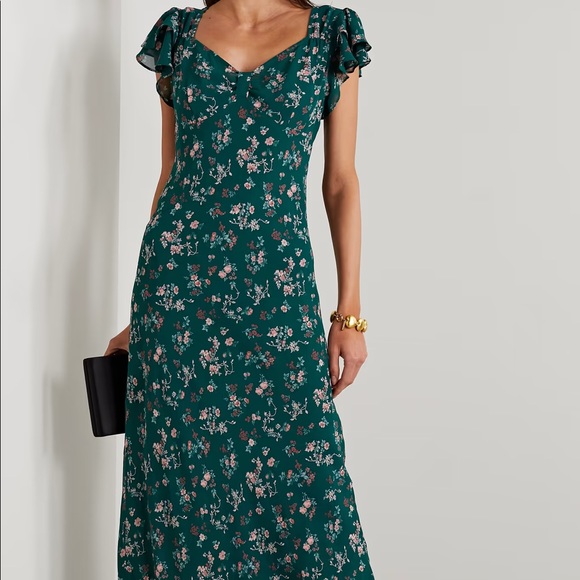 Reformation Dresses & Skirts - NWT Reformation Lisola Dress in Emilia dark green floral formal party long dress